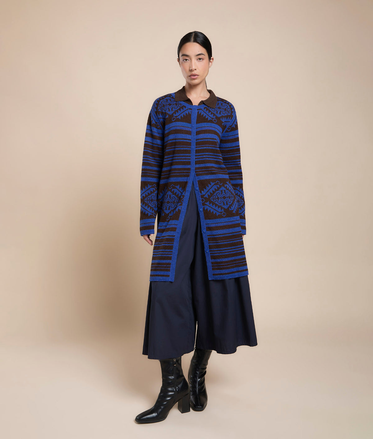 Abrigo Largo Reversible de Jacquard