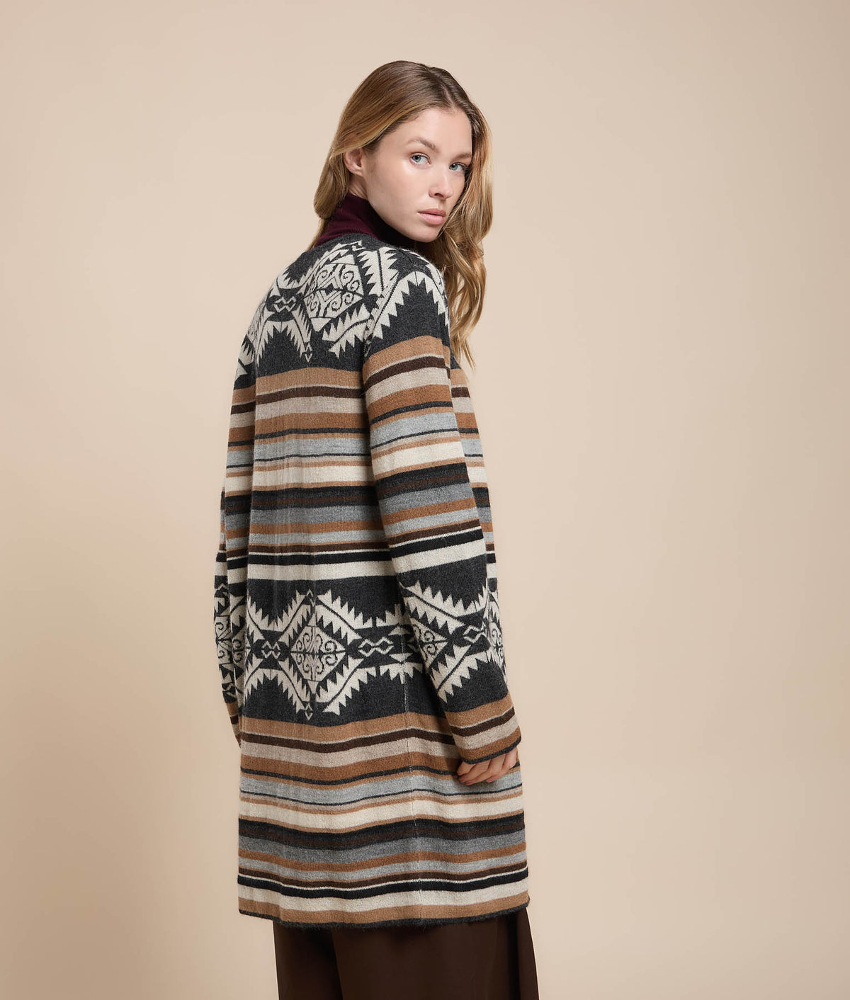 Abrigo Largo Reversible de Jacquard