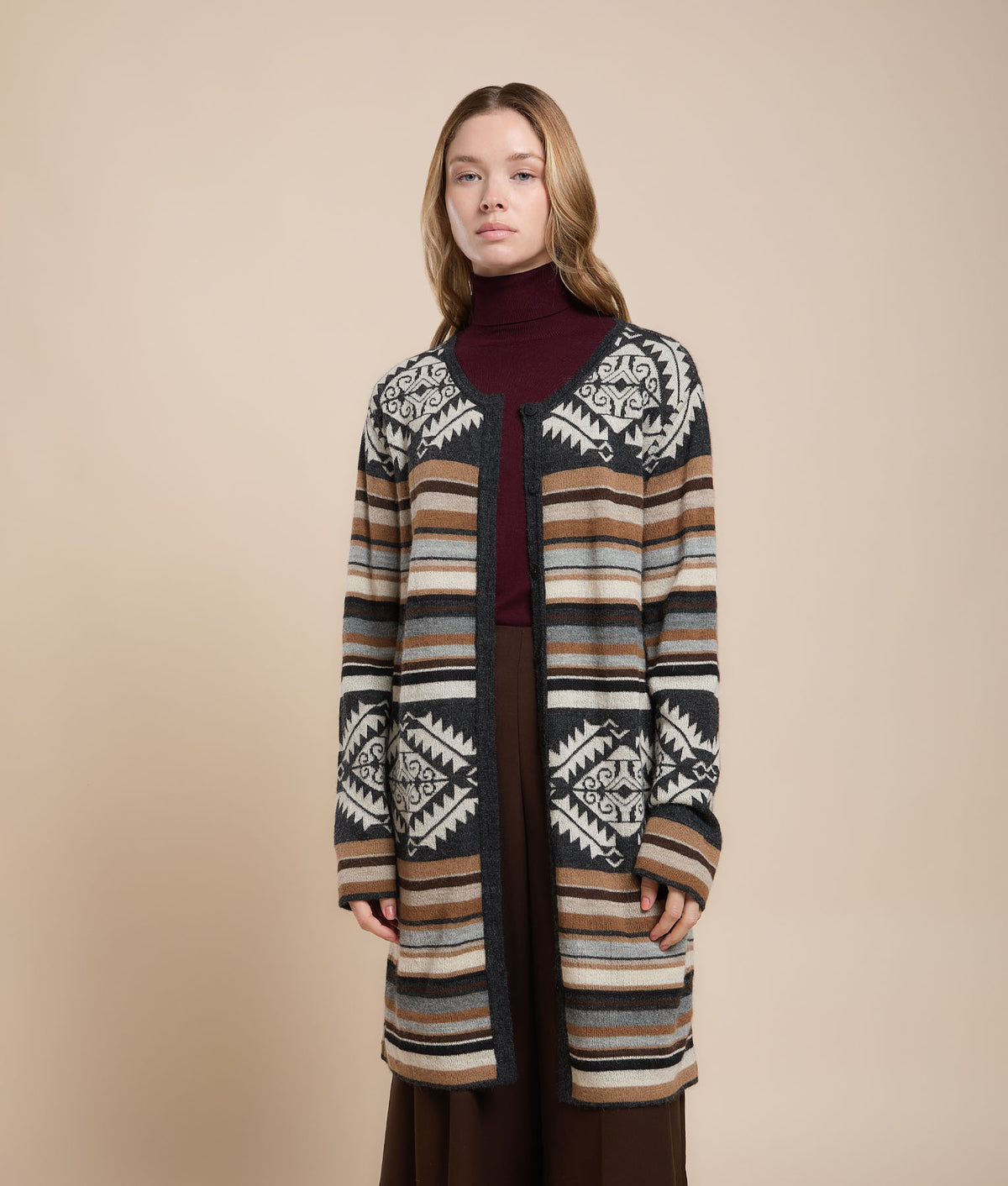 Abrigo Largo Reversible de Jacquard