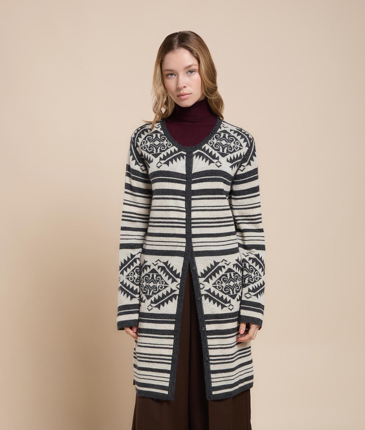 Abrigo Largo Reversible de Jacquard