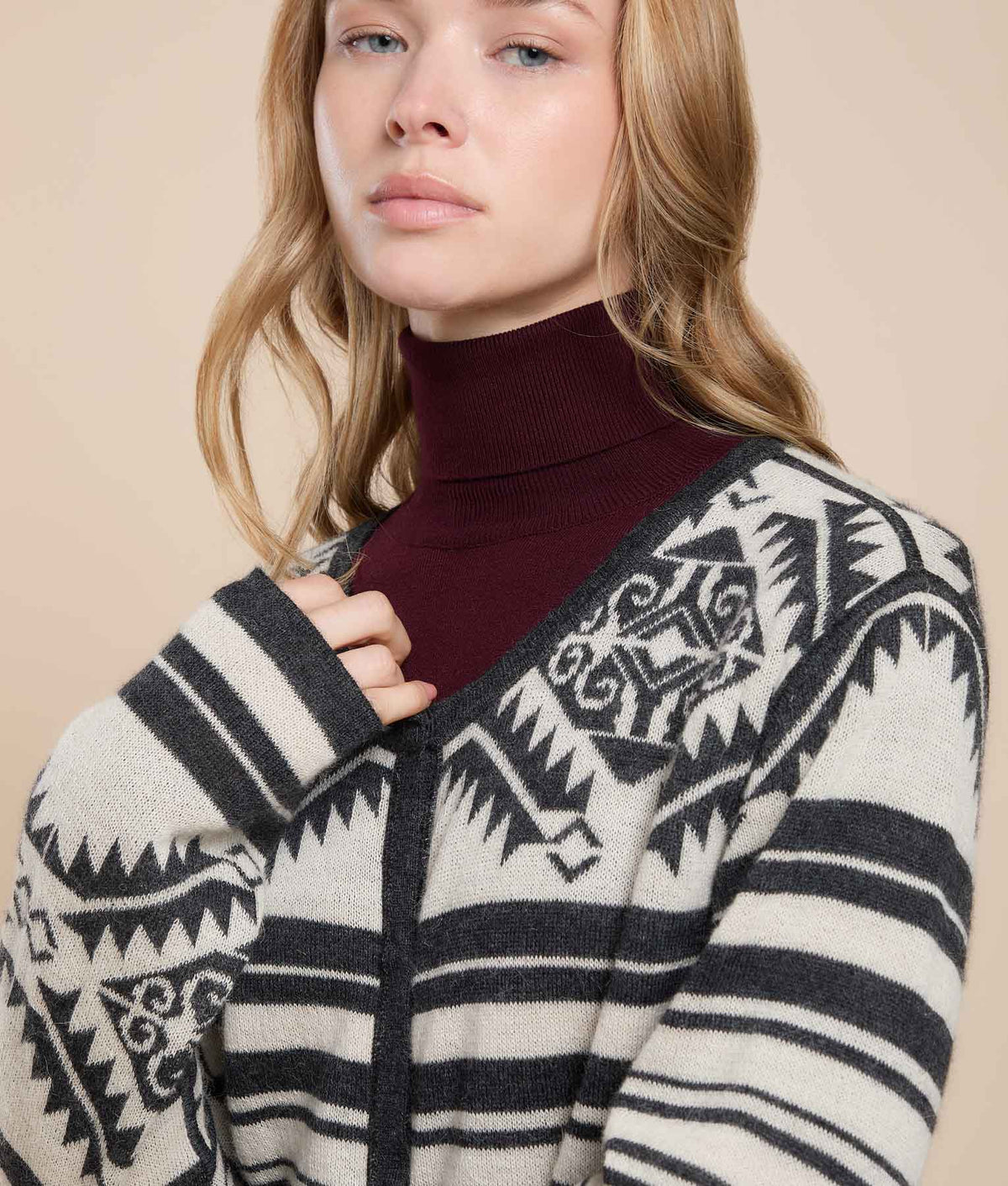Abrigo Largo Reversible de Jacquard