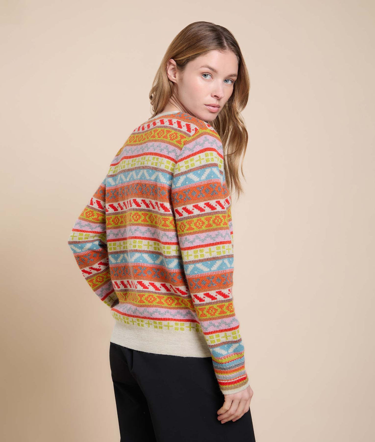 Cárdigan de Jacquard con Detalles de Flecos