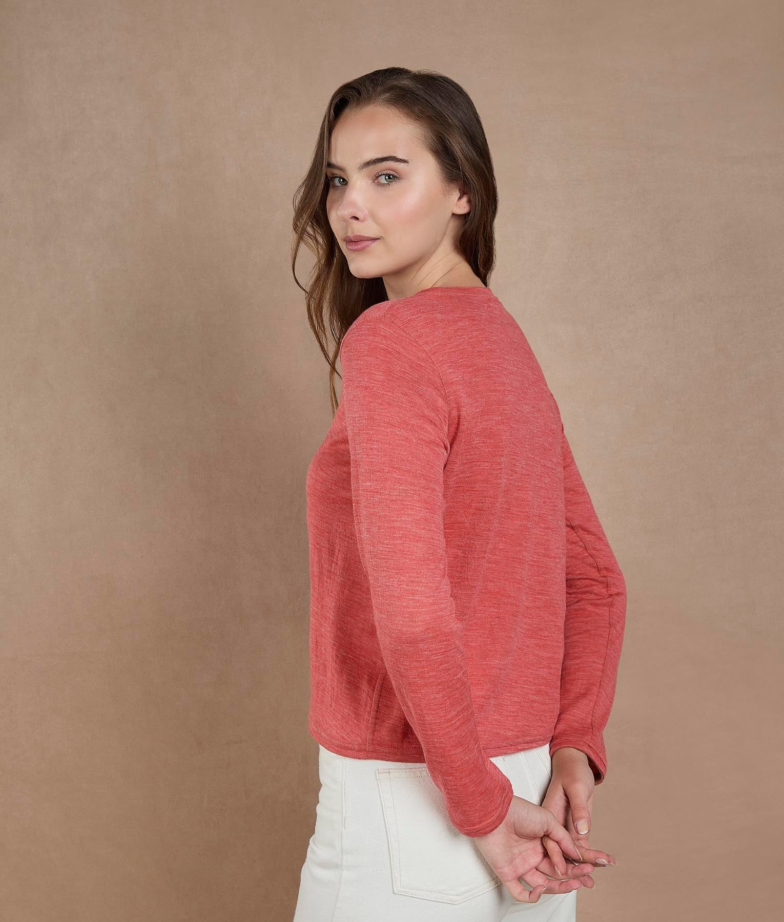 Chompa Reversible Flor de Durazno y Coral Vivo