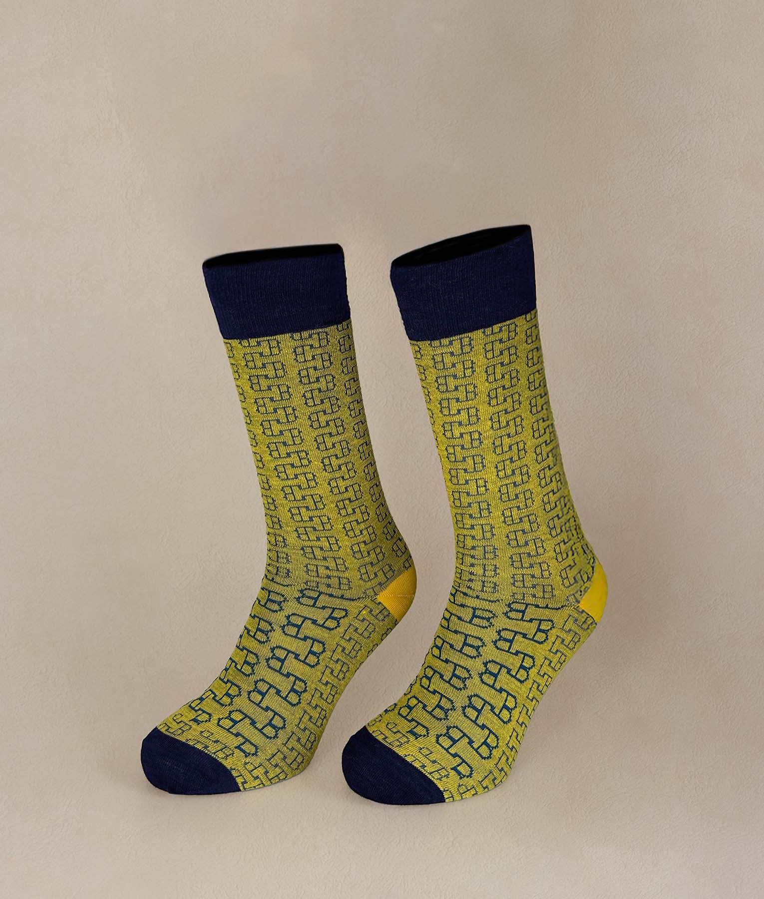 Medias Hombre The Loose Eylet - Amarillo Y Letra Azul