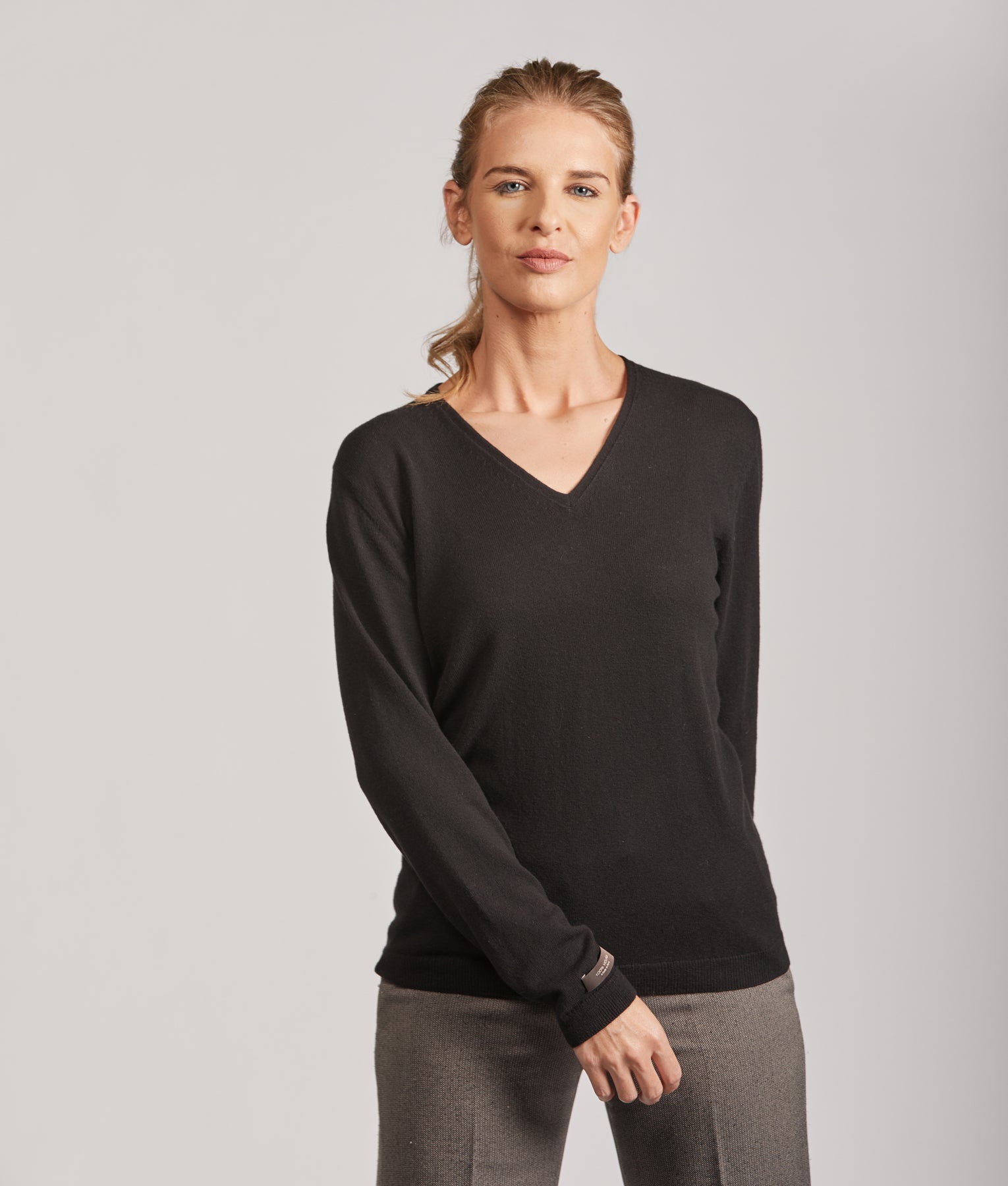 Chompa Cuello V de Vicuña para Mujer